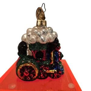 Mark Klaus Train Locomotive Ornament Blown Glass 2003 Christmas Holiday Decor